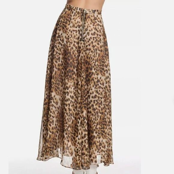 NEW Naven Leopard S M Modest Flowy Long A Line Chiffon Sheer Flare Maxi Skirt - Picture 3 of 12